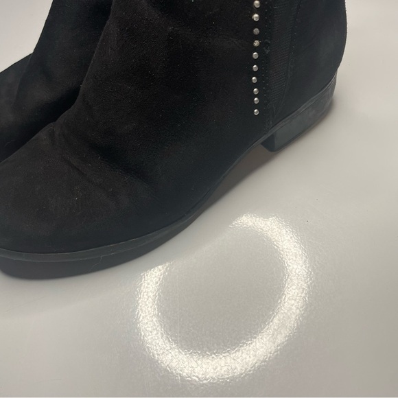 Suede Black Healed Zipper Booties Silver Studs Girls Size 2 PRELOVED - Picture 4 of 9